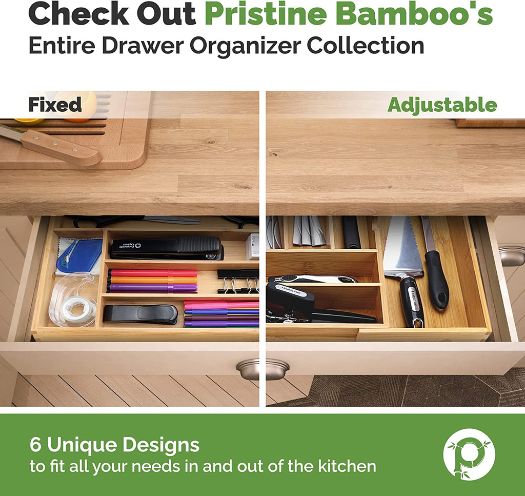Expandable Silverware Organizer - Adjustable Kitchen Drawer Tray with 10 Compartments, Expands to 22 Inches Wide