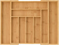 EVERLINE Expandable Bamboo Drawer Organizer for Kitchen Utensils | Adjustable Silverware Organizer Tray, 7-9 Compartments, Natural Bamboo, Cutlery & Kitchen Storage