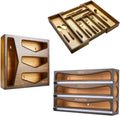 Bamboo Bag Storage Organizer, Wrap Dispenser, and Drawer Organizer Bundle for Kitchen Drawer (Vintage Brown)